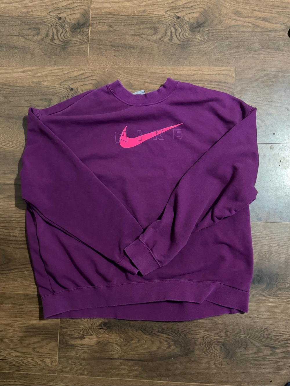 Nike Women's Plum Crewneck Sweatshirt with Pink Swoosh